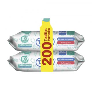 Toallas Húmedas Tuinies 100 un - Pack 2 UN