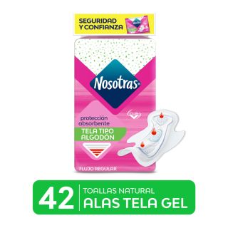 Toallas Higiénicas Nosotras Alas Tela Gel - Bolsa 42 UN