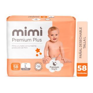 Pañal Mimi Plus Talla L - Bolsa 58 UN