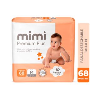 Pañal Mimi Plus Talla M - Bolsa 68 UN