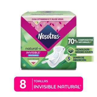 Toallas Higiénicas Nosotras Invisible Natural Tela - Bolsa 8 UN