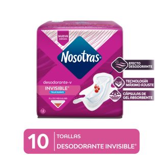Toallas Higiénicas Nosotras Invisible Desodorante - Bolsa 10 UN