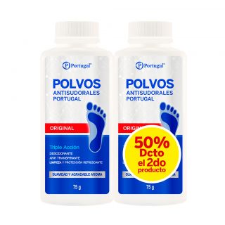 Talco Polvo Antisudoral Original 75 G - Pack 2 UN