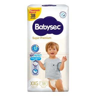 Pañal Babysec Super Premium Talla XXG - Bolsa 38 UN
