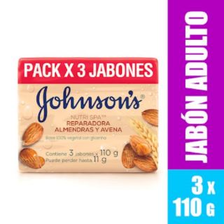 Johnson's Jabón Almendra y Avena Barra 110 Gr - Pack 3 UN