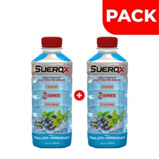 Dúo Pack Suerox Sabor Mora Azul y Hierbabuena- Frasco 630 Ml