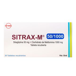 Sitrax-M 50/1000, 50 Mg + 1000 Mg Tableta recubierta - Caja 30 UN