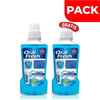 Dúo Pack Enjuague Bucal Oral Fresh Sabor Menta Fuerte - Frasco 500 ML