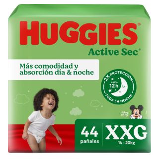 Pañal Huggies Active Sec Talla XXG - Bolsa 44 UN
