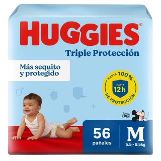 Pañal Huggies Triple Protección Talla M - Bolsa 56 UN