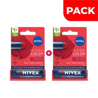 Dúo Pack Labial Nivea Lip Care Red FPS 30 - Tubo 4,8 G