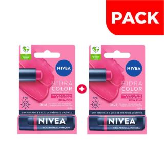 Dúo Pack Labial Nivea Lip Care Pink FPS 30 - Tubo 4,8 G