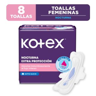 Kotex Toalla Higiénica Nocturna Extra Protección - Bolsa 8 UN