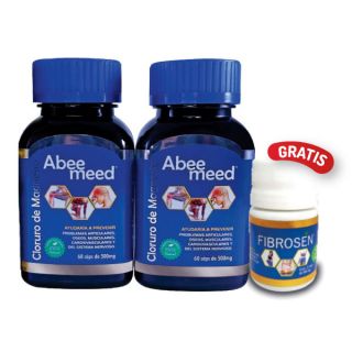 Cloruro de Magnesio Abee Meed Frasco 60 Cápsulas + Fibrosen - Pack 2 UN