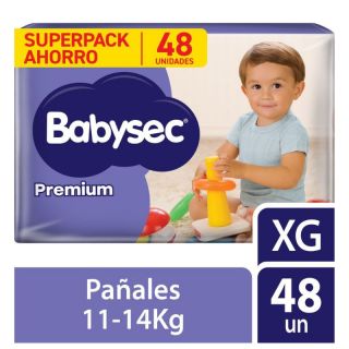 Pañal Babysec Premium Super Mega Talla  XG - Bolsa 48 UN