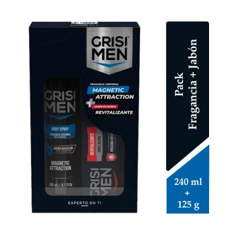 Grisi Men Body Spray Magnetic + Jabón Barra - Pack 2 UN
