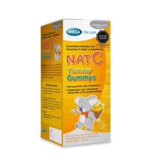 Nat C Yummy Gummyz Vit C. Caramelos Sabor Mandarina - Caja 25 Bolsitas