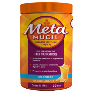 MetaMucil Polvo Sabor Naranja 3.26 g / 5.8g - Pote 174 Gr