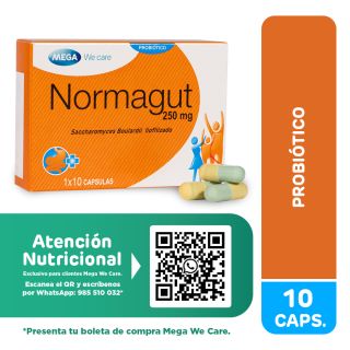 Normagut 250mg Cápsulas - Frasco 10 UN