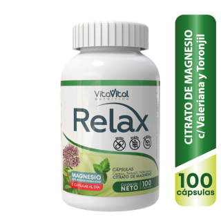 Vita Vital Relax Citrato De Magnesio, Cereza, Toronjil Y Valeriana Cápsulas – Frasco 100 UN