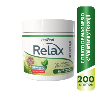 Vita Vital Relax Citrato De Magnesio, Cereza, Toronjil Y Valeriana Sabor Frutos Rojos Polvo – Frasco 200 G