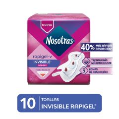 Toallas Higiénicas Nosotras Invisible Rapigel - Bolsa 10 UN