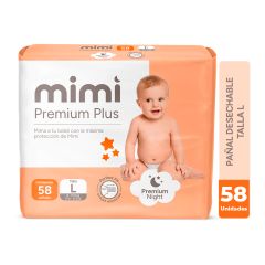 Pañal Mimi Plus Talla L - Bolsa 58 UN