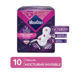 Toallas Higiénicas Nosotras Buenas Noches Invisible Rapisec - Bolsa 10 UN
