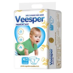 Pañal Paquetito Veesper Premium Sotf Talla M - Bolsa 7 UN