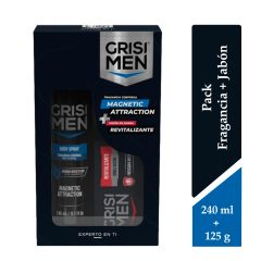 Grisi Men Body Spray Magnetic + Jabón Barra - Pack 2 UN